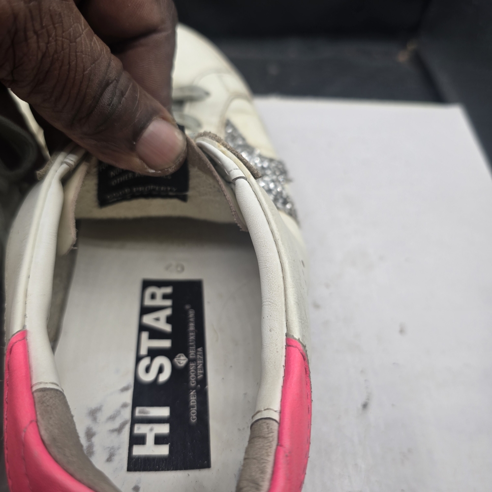 Golden Goose White and Pink‎ Sneakers with Silver Accents Women Size 8 - Picture 5 of 8